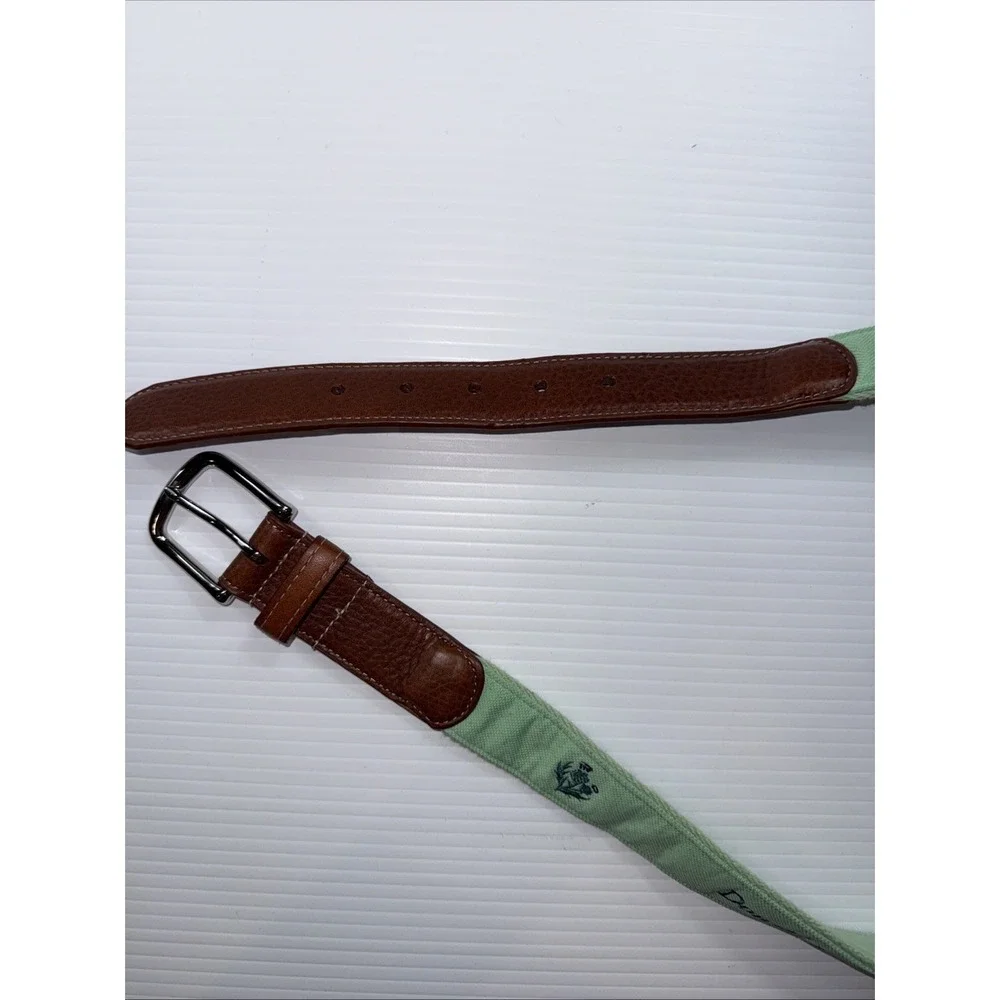 Donald Ross Green Brown Leather Canvas  Belt 34